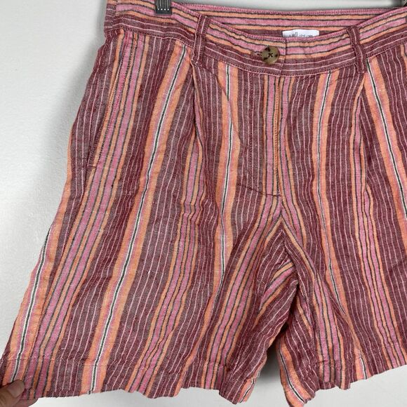 J Jill Love Linen Sz 6 Small Striped Shorts Preppy Nautical Vacation Comfort - Picture 2 of 5